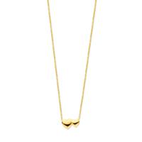 Verguld 925 Zilveren Collier met Twee Hartjes - Verstelbaar 41-45cm - 1.3mm Schakel