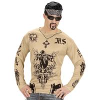 Carnaval verkleed tattoo shirt - Gangster/maffia - heren - nep tattoos