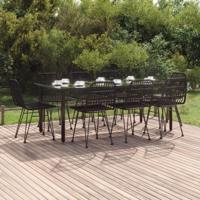 9-delige Tuinset poly rattan zwart