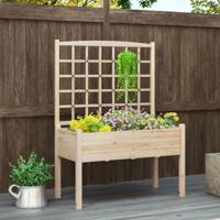 Plantenbak met Houten Latwerk voor Klimplanten Verhoogd Tuinbed met Drainagegaten voor Bloemen Kruiden Groenten Plant Natuurlijk