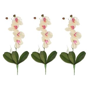 3x Wit/Roze Orchidee/Phalaenopsis kunstplanten 44 cm voor binnen   -