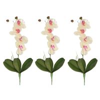 3x Wit/Roze Orchidee/Phalaenopsis kunstplanten 44 cm voor binnen   - - thumbnail