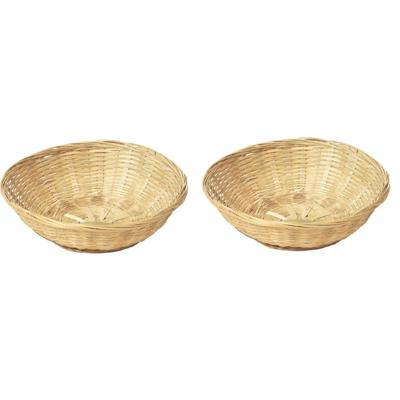 Mand/schaal - 2x - rieten/bamboe - bruin - 30 x 9 cm - rond - fruitschaal/decoratieschaal