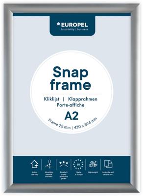 Europel clicklijst, lijst 25mm A2, zilverkleurig posterframe