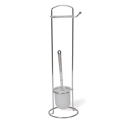 Wc/toiletborstel met toiletrolhouder RVS 60 cm