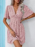 Small Floral Loose Casual Dress With No