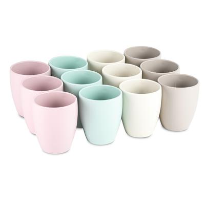 Plasticforte Bekers - 12x stuks - kunststof - gekleurd - 375 ml - onbreekbare mokken