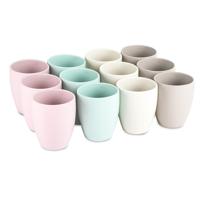 Plasticforte Bekers - 12x stuks - kunststof - gekleurd - 375 ml - onbreekbare mokken