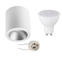 Opbouwspot Set - GU10 Fitting - Rond - Mat Wit/Zilver - 6W - 4200K - Ø90mm
