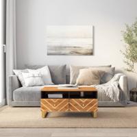 Salontafel 80x54x40 cm massief mangohout bruin en zwart - thumbnail