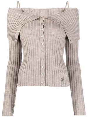 Blumarine cardigan en laine à épaules dénudées - Tons neutres