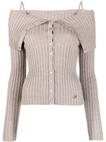 Blumarine cardigan en laine à épaules dénudées - Tons neutres Blumarine cardigan en laine à épaules dénudées - Tons neutres