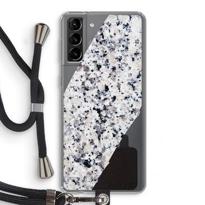 Gespikkelde marmer: Samsung Galaxy S21 Plus Transparant Hoesje met koord