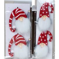 Kersthangers - gnomes/kabouters - 4x st- vilt -7 cm - kerstornamenten - Kersthangers - thumbnail