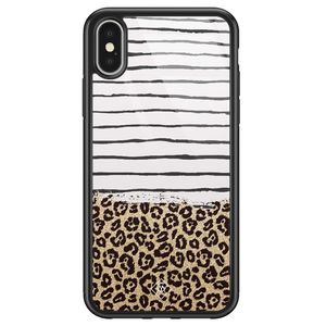 iPhone X/XS glazen hardcase - Leopard lines