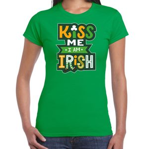 Kiss me im Irish feest shirt / outfit groen voor dames - St. Patricksday 2XL  -