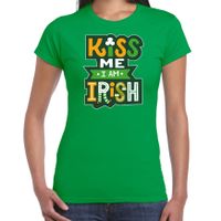 Kiss me im Irish feest shirt / outfit groen voor dames - St. Patricksday 2XL  -