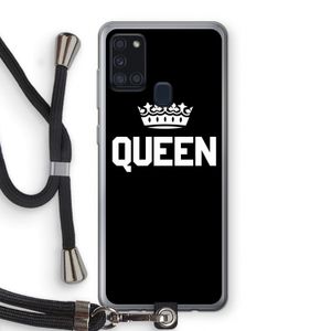 Queen zwart: Samsung Galaxy A21s Transparant Hoesje met koord