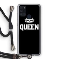 Queen zwart: Samsung Galaxy A21s Transparant Hoesje met koord