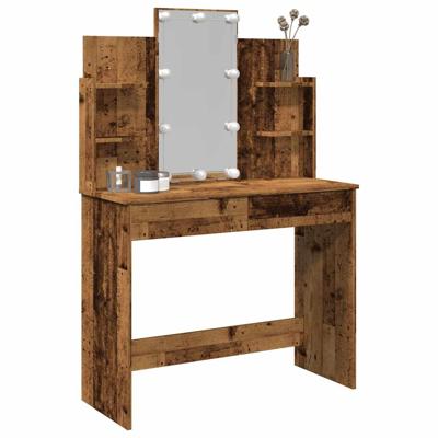 Kaptafel met LED-verlichting 96x40x142 cm oud houtkleurig