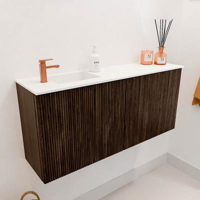 Toiletmeubel Mondiaz Joya | 90 cm | Meubelkleur Walnut | Faye wastafel Talc Links | 1 kraangat
