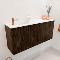 Toiletmeubel Mondiaz Joya | 90 cm | Meubelkleur Walnut | Faye wastafel Talc Links | 1 kraangat Toiletmeubel Mondiaz Joya | 90 cm | Meubelkleur Walnut | Faye wastafel Talc Links | 1 kraangat