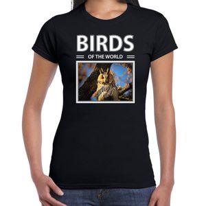 Ransuilen t-shirt met dieren foto birds of the world zwart voor dames