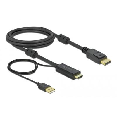 Delock 85964 DisplayPort-kabel DisplayPort / HDMI / USB Aansluitkabel HDMI-A-stekker, USB-A stekker, DisplayPort-stekker 2 m Zwart Vergulde steekcontacten, 4K