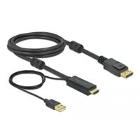 Delock 85964 DisplayPort-kabel DisplayPort / HDMI / USB Aansluitkabel HDMI-A-stekker, USB-A stekker, DisplayPort-stekker 2 m Zwart Vergulde steekcontacten, 4K - thumbnail