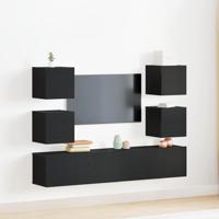 TV-kast 6 pcs Zwart 160 x 30 x 30 cm Bewerkt hout