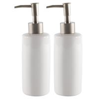 Zeeppompje/zeepdispenser wit keramiek 20 cm