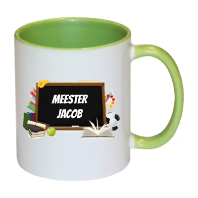 Juf of Meester mok (groen)