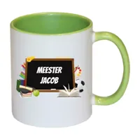 Juf of Meester mok (groen)