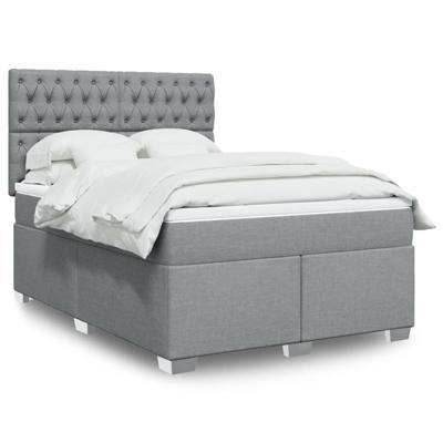 Boxspring met matras stof lichtgrijs 140x190 cm