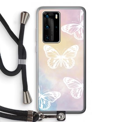 White butterfly: Huawei P40 Pro Transparant Hoesje met koord