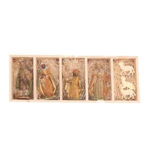Beeldjes van de 3 koningen, herder en schapen 12 cm - Kerstbeeldjes