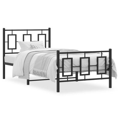 Bedframe met hoofd- en voeteneinde metaal zwart 90x190 cm