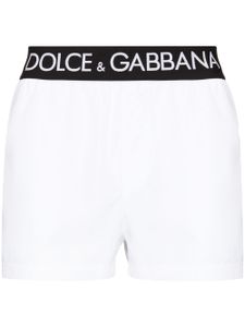 Dolce & Gabbana short de bain à bande logo - Blanc