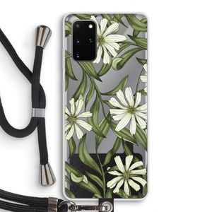 Wit bloemenpatroon: Samsung Galaxy S20 Plus Transparant Hoesje met koord