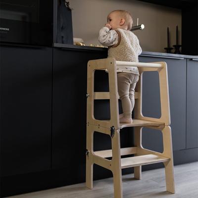 Houten montessori leertoren 2-in-1 houtkleur