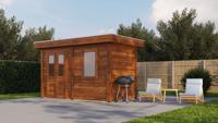 Lugarde Select Modern tuinhuis Gorssel 388x200cm - Bruine olie- Plat dak- - Lugarde Select