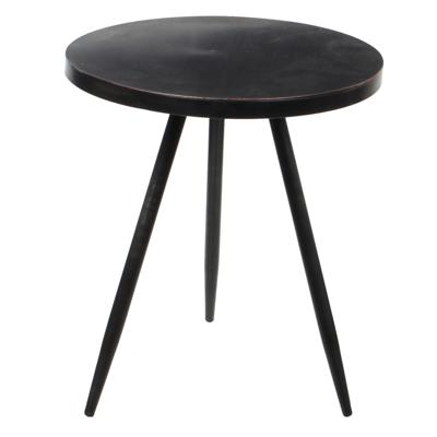 Mica Decorations Bijzettafel Kent - zwart - 35 x 40 cm - rond - metaal - planten tafeltje