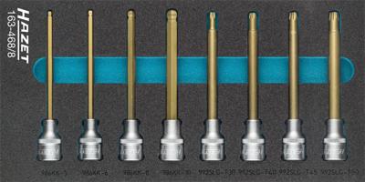 HAZET Dopsleutelbitset 163-468/8 · 1/2 inch (12,5 mm) vierkant hol · Binnen-zeskant-profiel, Binnen-TORX®-profiel · 8-delig · 5 · 6 · 8 · 10 · T30 ·