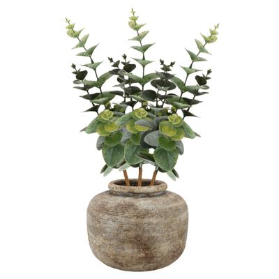 Kunstbloem/kunsttak Eucalyptus Bella - 3x - 38 cm - donkergroen - kunst zijdebloemen