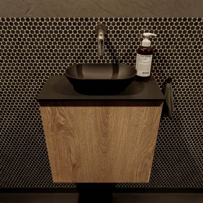 Mondiaz Fowy toiletmeubel 50cm washed oak met blad en waskom urban midden zonder kraangat