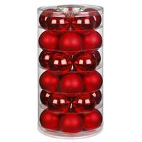 30x stuks glazen kerstballen rood 6 cm glans en mat - thumbnail