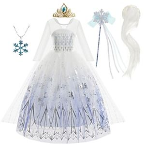 Frozen Sprookje Prinses Elsa Bloemenmeisje jurk Vakantie jurk Thema feestkostuum Voor meisjes Film cosplay Cosplay Halloween Halloween Carnaval Maskerade Bruiloft Bruiloft gast Lightinthebox