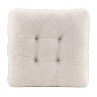 2e Halve Prijs Leen Bakker - Matraskussen Cara Teddy - Off-white - 45x45x8 Cm - Polyester - Wit