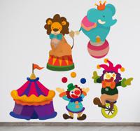 Sticker kinderkamer personages circus