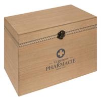 Verband/medicijnen opberg kist - mdf hout - beige - met vakken inzet lade - 27 x 16 x 20 cm